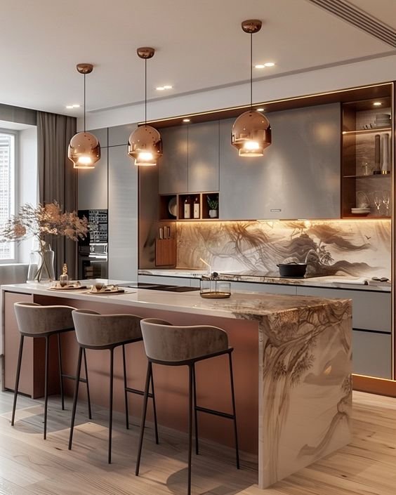 Cuisine contemporaine et détails décoratifs